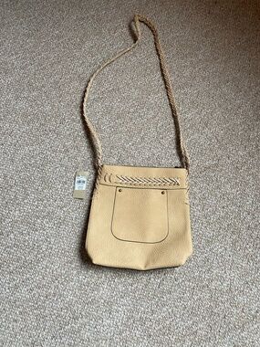 Black Rivet Tan Braided-Strap Crossbody Bag